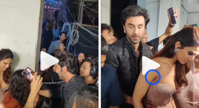 हद से ज्यादा डीप नेक ड्रेस पहनकर Vaani Kapoor भीड़ में फंस गईं , Ranbir Kapoor ने हाथ पकड़ कर निकाला बाहर वीडियो हुआ वायरल