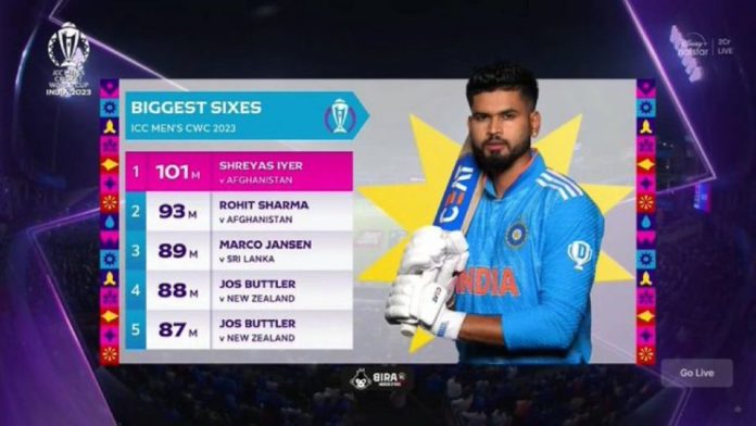 Shreyas Iyer hits the longest six of the World Cup against Afghanistan, 
