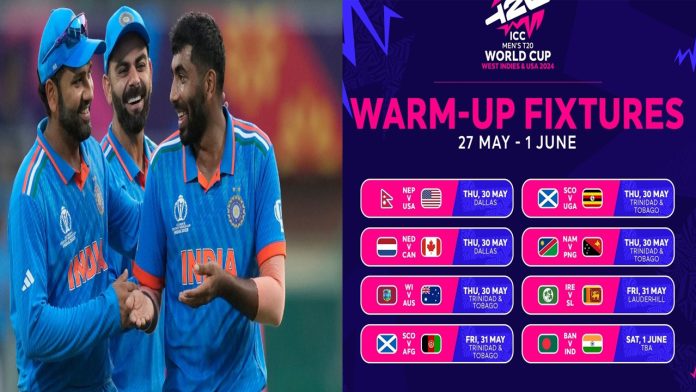 T20 World cup 2024 Warm Ups match Schedule: टी-20 वर्ल्ड कप से पहले ICC ने वॉर्म मैचों का शेड्यूल किया जारी, देखें शेड्यूल