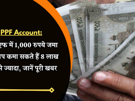 PPF Account: पीपीएफ में 1,000 रुपये जमा कर आप कमा सकते हैं 8 लाख रुपये से ज्यादा, जानें पूरी खबर