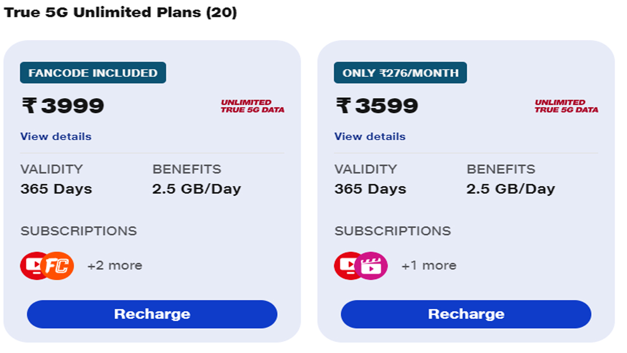 Reliance Jio Rs 3599 Prepaid Plan